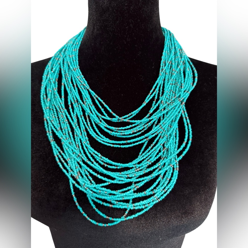 Paparazzi Fashion Turquoise Multi-Strand Necklace and Earring Set NWT